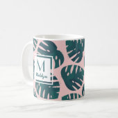 Modern Botanisch Monstera Leaf gepersonaliseerd Koffiemok (Voorkant links)
