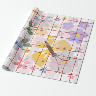 Modern botanisch patroon Paarse roze verjaardag Cadeaupapier