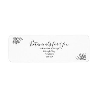 Modern Botanisch Schrift Retouradres Label