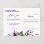 Modern Botanisch Script Elegant Wedding Dank u Briefkaart (Achterkant)