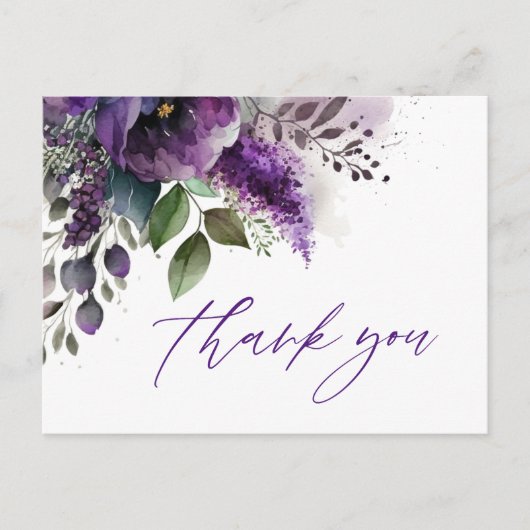 Modern Botanisch Script Elegant Wedding Dank u Briefkaart (Voorkant)