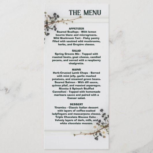 Modern botanisch trouwmenu , Trouwmenu Menu (Voorkant)