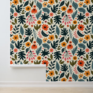 Modern Botanisch Tuinpatroon - Trendy Sinaasappel Behang