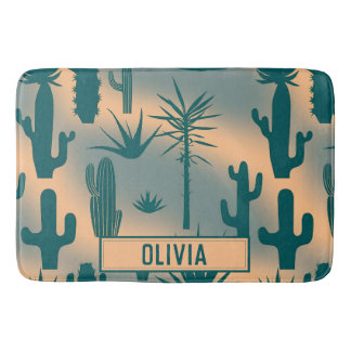 Modern botanisch woestijngroen badmat