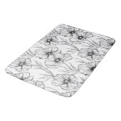 Modern Botanisch Zwart-Wit Bloempatroon Badmat (Gekanteld)