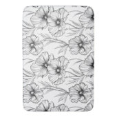 Modern Botanisch Zwart-Wit Bloempatroon Badmat (Voorkant Verticaal)