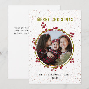 Modern Botanische Gesprokkelde Prettig Kerstmis Fo Feestdagenkaart