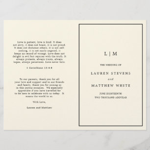 Modern Boter Geel Monogram Huwelijksprogramma