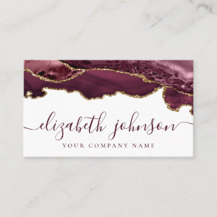 Modern Bourgogne rood goud glitter agaat marmer Visitekaartje