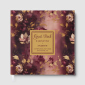 Modern Bourgondië Blush Gold Boho bruiloft gastenb Gastenboek (Voorkant)