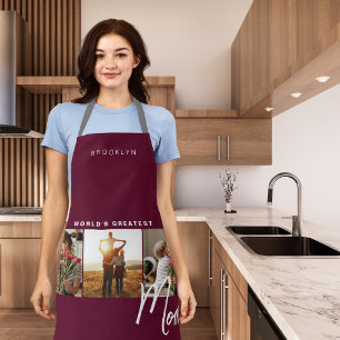 Modern Bourgondië Drie foto koken Schort