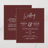 Modern Bourgondië Eenkleurige Bruiloft (Voorkant / Achterkant)