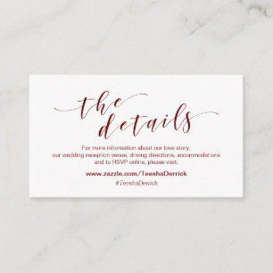 Modern Bourgondisch lettertype, Onze Details, webs Informatiekaartje