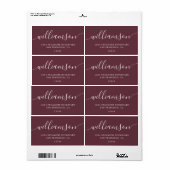 Modern Bourgondisch Script Familie Retouradres Etiket (Full Sheet)