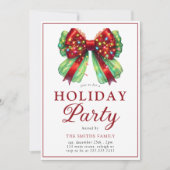 Modern Bow Christmas Lights Holiday Party Kaart (Voorkant)