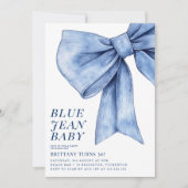 Modern Bow Denim Verjaardagsfeest Kaart (Voorkant)