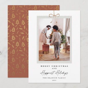 Modern Bow Knot Photo Gelukkig Feestdagen Kerstmis Feestdagenkaart