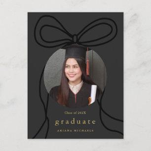 Modern Bow One Photo Graduation Party Uitnodiging
