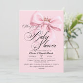 Modern Bow Pink Baby Shower Kaart (Staand voorkant)