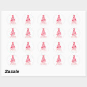 Modern Bow Pink Red Christmas Tree Ronde Sticker (Vel)