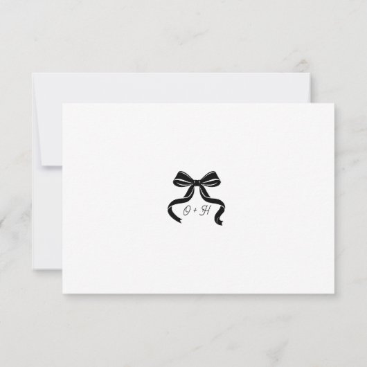 Modern Bow RSVP card with QR code  (Achterkant)