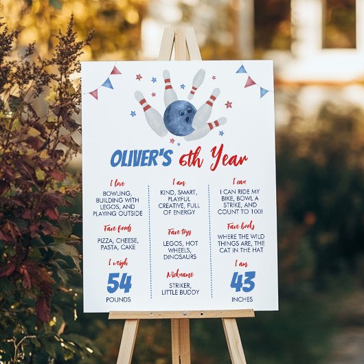 Modern Bowling Kids Verjaardag Milestone Poster