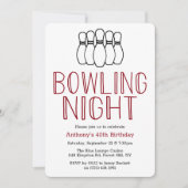 Modern Bowling Night Birthday Party Invitation Kaart (Voorkant)