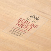 Modern Bowling Night verjaardagsfeestje Acryl Uitnodigingen (Laagn)