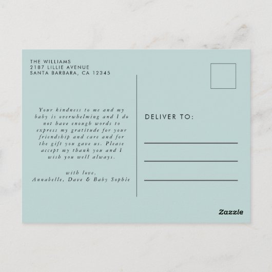 Modern Boy Baby shower Dank u Briefkaart (Achterkant)