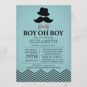 Modern Boy Little Man Mustache Baby shower Kaart