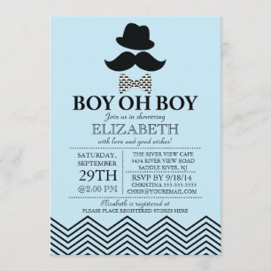 Modern Boy Little Man Mustache Baby shower Kaart