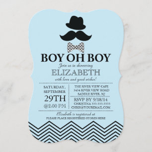 Modern Boy Little Man Mustache Baby shower Kaart
