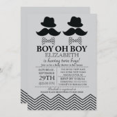 Modern Boy Little Man snor TWINS Baby shower Kaart (Voorkant / Achterkant)