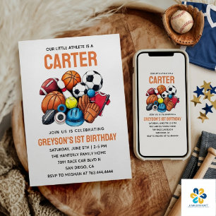 Modern Boys Sportsballen All Star 1e Verjaardag Kaart