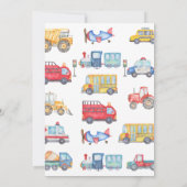 Modern Boys Transport 1er Anniversaire Invitation (Dos)