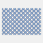 Modern Boze Oog Patroon Blauw & Goud Bescherming Inpakpapier Vel (Voorkant)