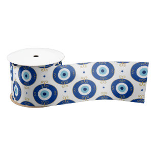 Modern Boze Oog Patroon Blauw & Goud Bescherming Lint