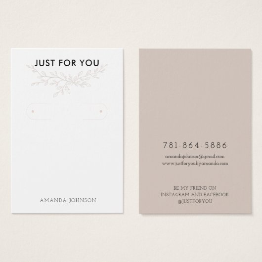 Modern Branch Earthy Hoop Earring Display Kaart (Voorkant /achterkant)