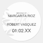 Modern Branch Grey White Ronde Sticker (Voorkant)