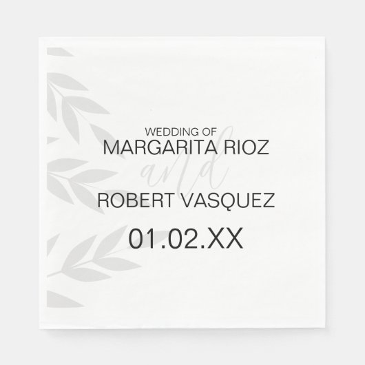 Modern Branch Grey White Servet (Voorkant)