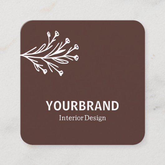 Modern Branch Interieur Ontwerp Koffiebruin Vierkante Visitekaartje (Voorkant)