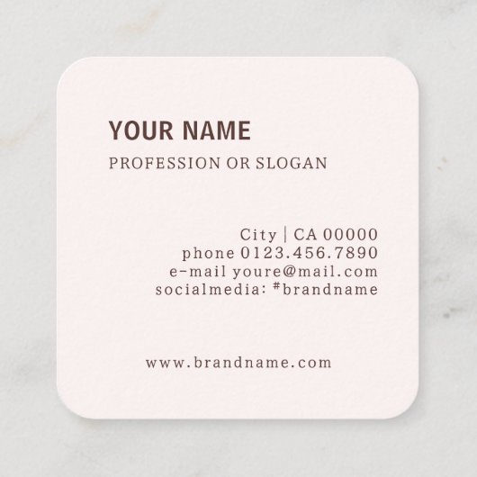 Modern Branch Interieur Ontwerp Koffiebruin Vierkante Visitekaartje (Achterkant)