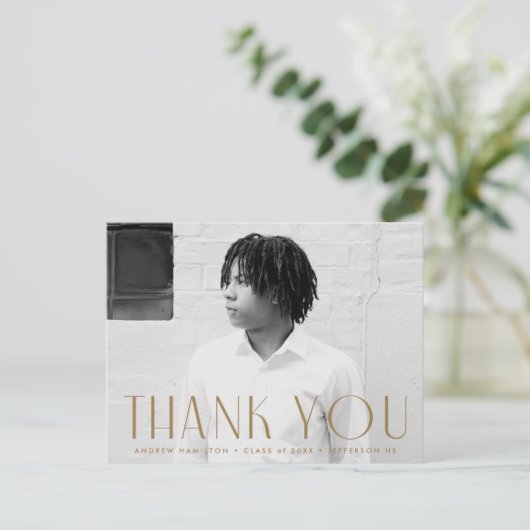 Modern Brass Foto Afstuderen Hartelijk dank Briefkaart (Staand voorkant)