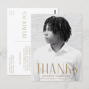 Modern Brass Foto Afstuderen Hartelijk dank Briefkaart