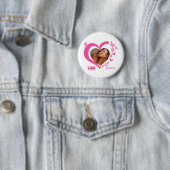 Modern Breast Cancer Custom Heart Photo Name Ronde Button 5,7 Cm (In situ)