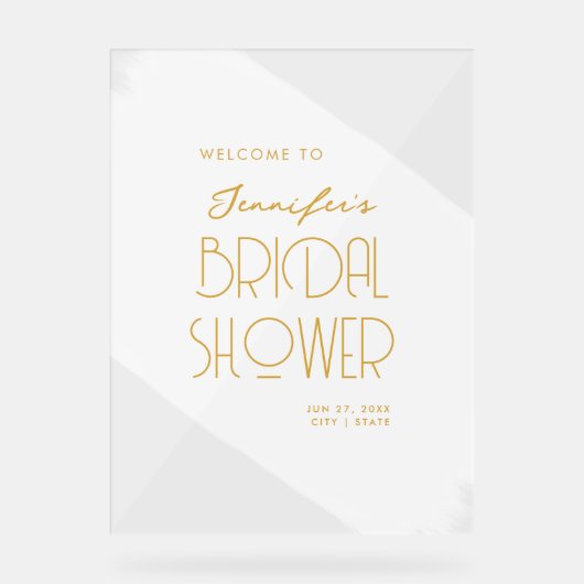 Modern Bridal Shower Welcome Paint White Gold Acryl Bord (Voorkant)