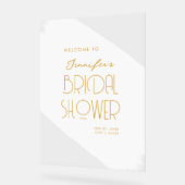 Modern Bridal Shower Welcome Paint White Gold Acryl Bord (Hoek)