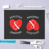 Modern Bride en Groom Red Heart Curved Text A65 Tissuepapier (Craft)