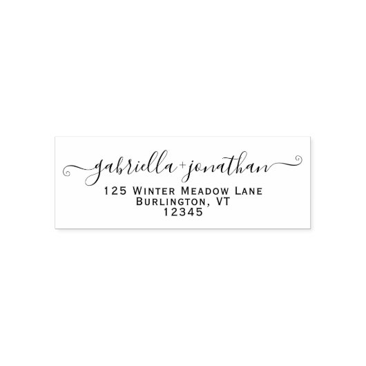 Modern Bride Groom Handgeschreven het Adres van de Zelfinktende Stempel (Design)