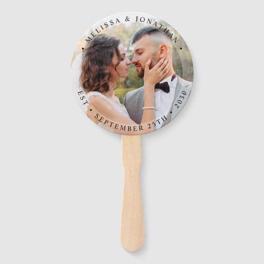 Modern Bride Groom Simple Photo Wedding Handwaaier (Achterkant)